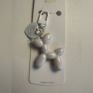 New MINT Balloon dog keychain - white